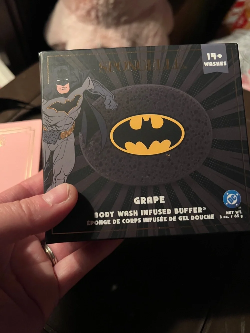 Spongelle French Lavender body wash infused sponge and Batman grape buffer